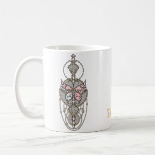 Gestormde vlinder koffiemok (Links)