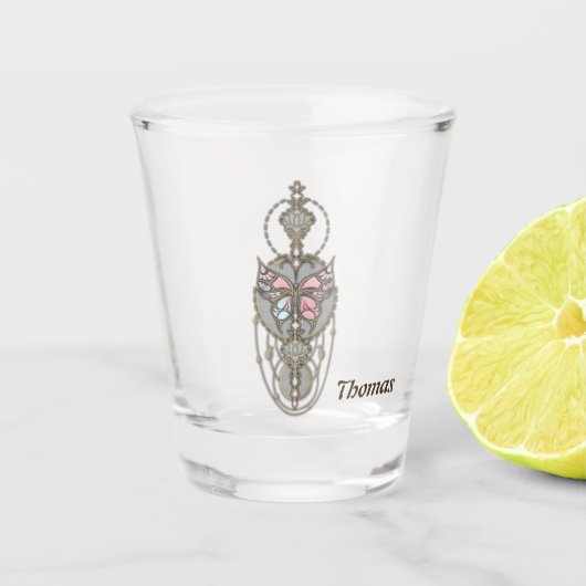 Gestormde vlinder shot glas (Voorkant)