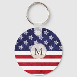 Gestormde witte blauwe Amerikaanse vlag monogramme Sleutelhanger