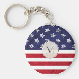 Gestormde witte blauwe Amerikaanse vlag monogramme Sleutelhanger