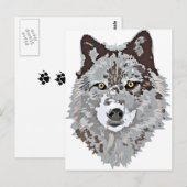 Gestormde Wolf Head Briefkaart (Voorkant / Achterkant)