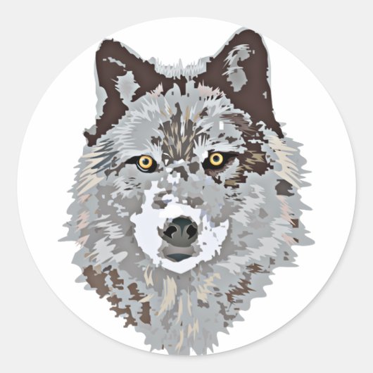 Gestormde Wolf Head Ronde Sticker (Voorkant)