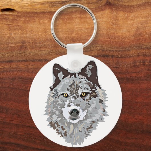 Gestormde Wolf Head Sleutelhanger (Voorkant)