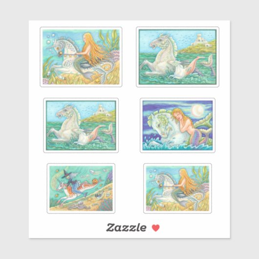 GESTORTE MERMAID/MERHORSE FANTASY HORSE STICKERS (Vel)