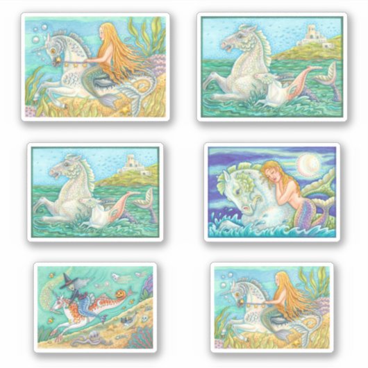 GESTORTE MERMAID/MERHORSE FANTASY HORSE STICKERS (Voorkant)