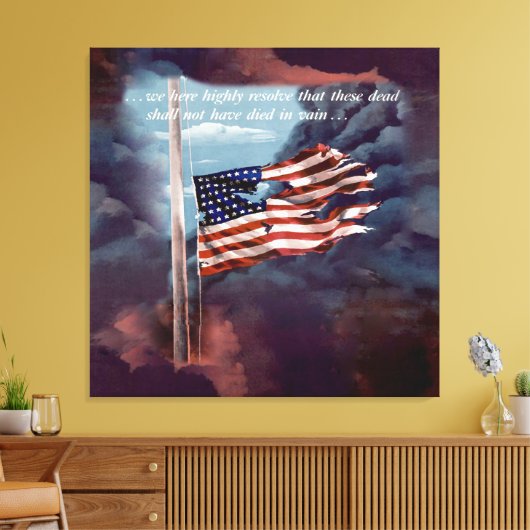 Gestorven, maar niet vergeten, rook- en tornvlag canvas afdruk (Insitu (Woonkamer))