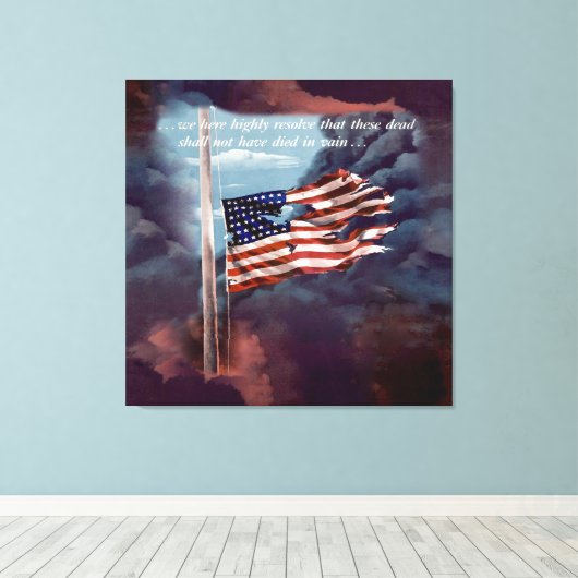 Gestorven, maar niet vergeten, rook- en tornvlag canvas afdruk (Insitu (Houten vloer))