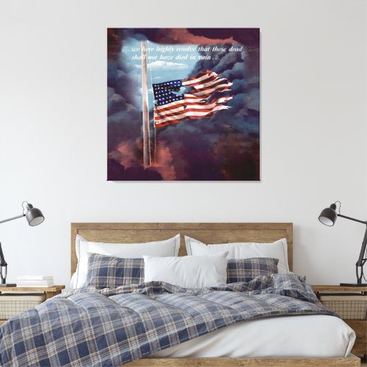 Gestorven, maar niet vergeten, rook- en tornvlag canvas afdruk (Insitu (Slaapkamer))