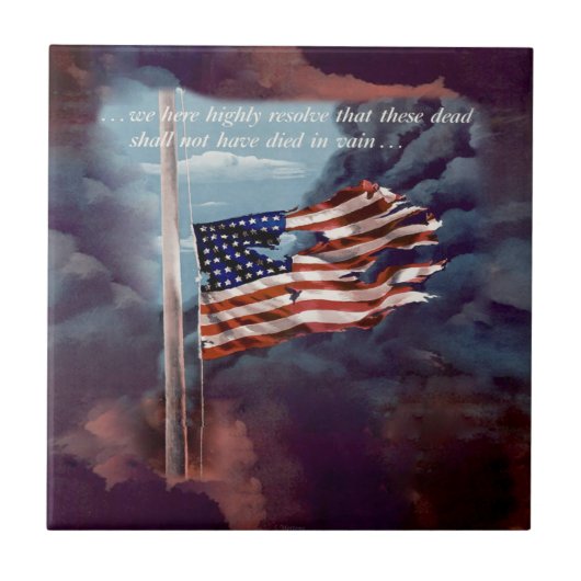 Gestorven, maar niet vergeten, rook- en tornvlag tegeltje (Voorkant)