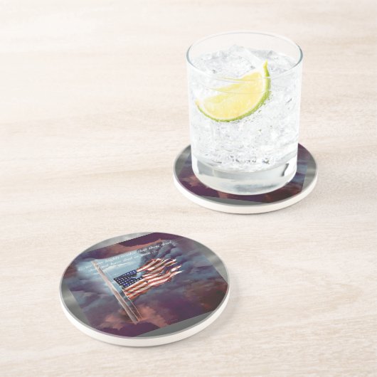 Gestorven, maar niet vergeten, rook- en tornvlag zandsteen onderzetter (Zijkant)