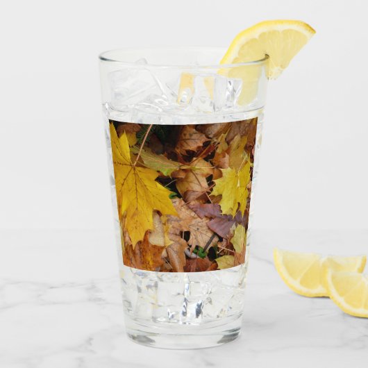 Gestorven Maple laat Yellow Autumn Natuur Glas (Achterkant ijs)