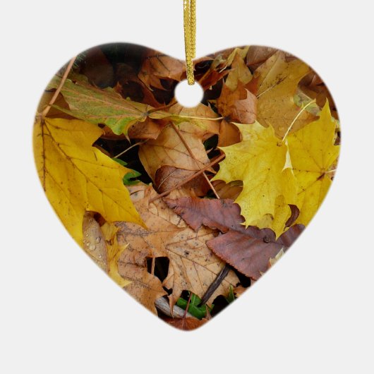 Gestorven Maple laat Yellow Autumn Natuur Keramisch Ornament (Voorkant)