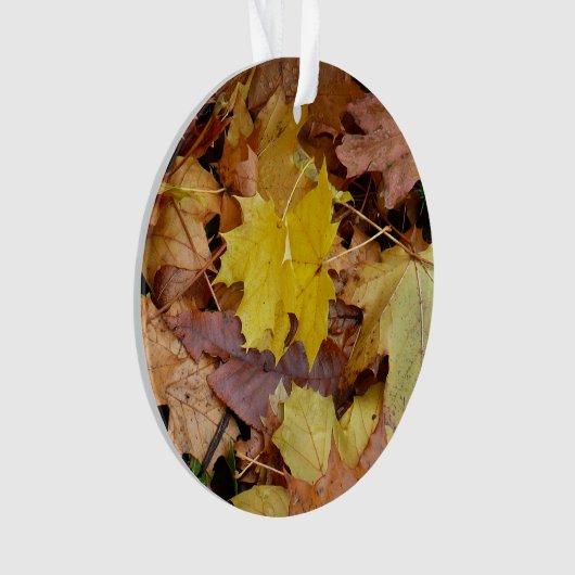 Gestorven Maple laat Yellow Autumn Natuur Ornament (voorkant)