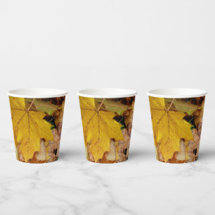 Gestorven Maple laat Yellow Autumn Natuur Papieren Bekers