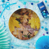 Gestorven Maple laat Yellow Autumn Natuur Papieren Bordje (Feest)