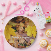 Gestorven Maple laat Yellow Autumn Natuur Papieren Bordje (Feest)