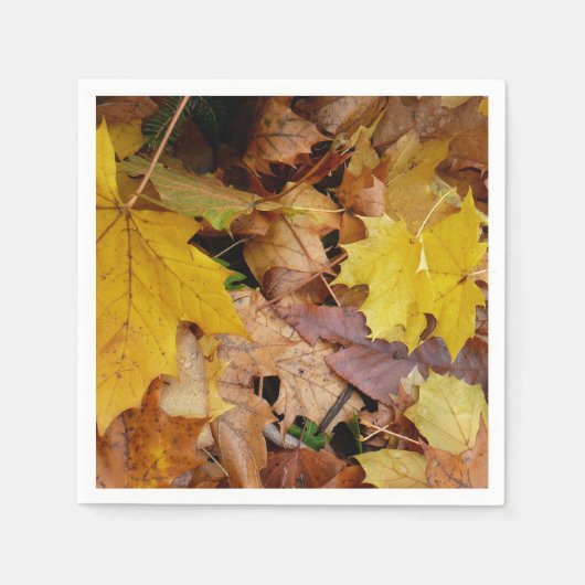 Gestorven Maple laat Yellow Autumn Natuur Servetten (Voorkant)
