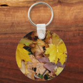 Gestorven Maple laat Yellow Autumn Natuur Sleutelhanger (Voorkant)