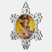 Gestorven Maple laat Yellow Autumn Natuur Tin Sneeuwvlok Ornament (Rechts)