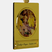 Gestorven Maple laat Yellow Autumn Natuur Verguld Banner Ornament (Rechts)