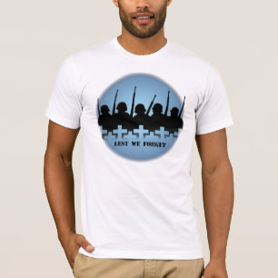 Gestorven soldaten T-shirts oorlogsvrede Lest we v