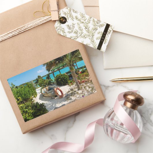 Gestrand bootwrak rechthoekige sticker (Geschenken)