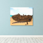 Gestrand wrak canvas afdruk (Insitu (Houten vloer))