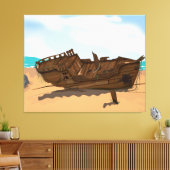 Gestrand wrak canvas afdruk (Insitu (Woonkamer))