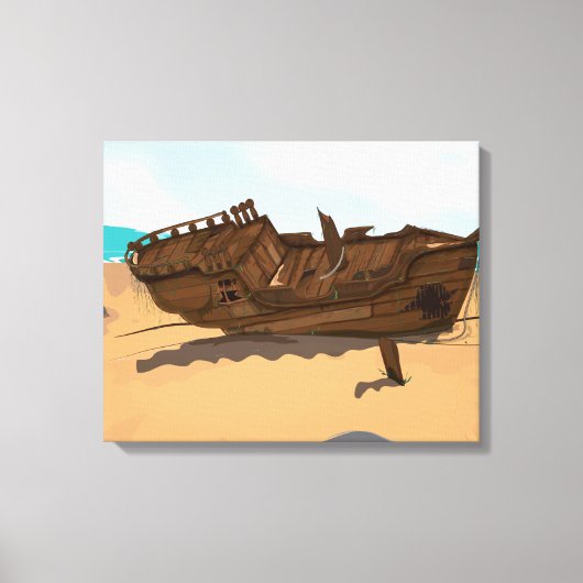 Gestrand wrak canvas afdruk (Voorkant)