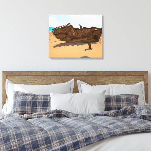 Gestrand wrak canvas afdruk (Insitu (Slaapkamer))