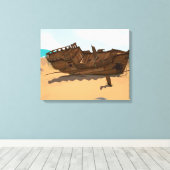 Gestrand wrak canvas afdruk (Insitu (Houten vloer))