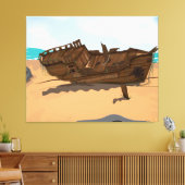 Gestrand wrak canvas afdruk (Insitu (Woonkamer))
