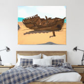 Gestrand wrak canvas afdruk (Insitu (Slaapkamer))