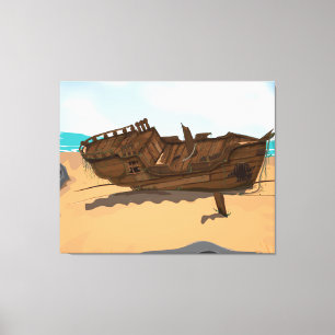 Gestrand wrak canvas afdruk