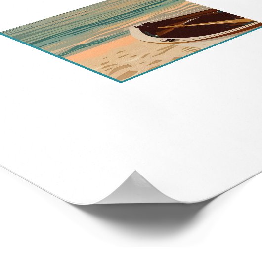 Gestrande boot bij zonsondergang poster (Hoek)