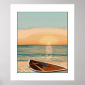 Gestrande boot bij zonsondergang poster (Voorkant)