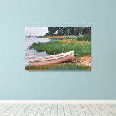 Gestrande roeiboot tussen de rieten canvas afdruk (Insitu (Houten vloer))