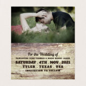 Gestrandet Hout Effect, Foto Save The Date Kaart Visitekaartje (Binnenkant ongevouwen)