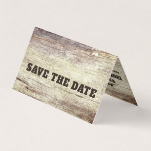 Gestrandet Hout Effect, Foto Save The Date Kaart Visitekaartje