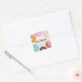 Gestreelde Donut Verjaardagsfeest  Baby Borrelcade Vierkante Sticker (Envelop)