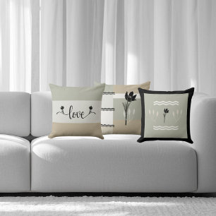 Gestreept Aardetinten "Liefde" Decorative Worpkuss Kussen