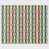Gestreept abstract patroon- bordeaux, groen, ivoor cadeaupapier (Vlak)