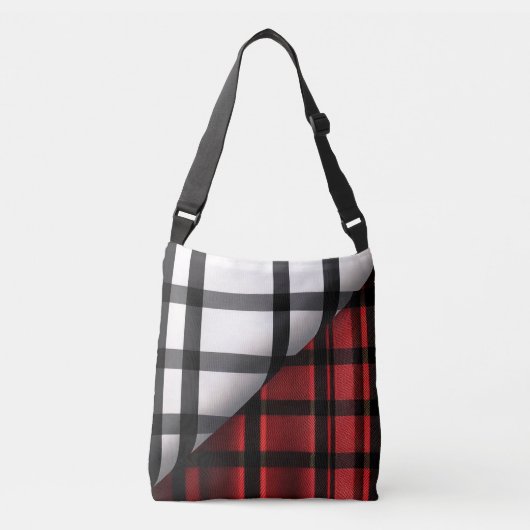 Gestreept Abstract rood zwart Collectie Crossbody Tas (Voorkant)