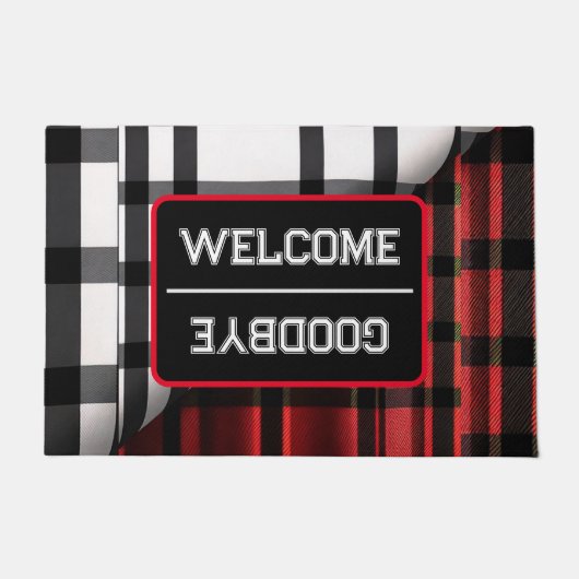 Gestreept Abstract rood zwart Collectie Deurmat (Voorkant)