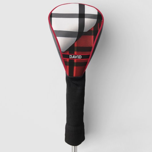 Gestreept Abstract rood zwart Collectie Golfheadcover (Voorkant)