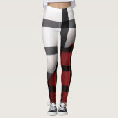 Gestreept Abstract rood zwart Collectie Leggings (Voorkant)