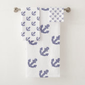 Gestreept anker herhaal wit bad handdoek (Insitu)