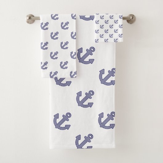 Gestreept anker herhaal wit bad handdoek (Insitu)