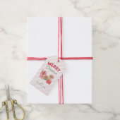 Gestreept Aquarel Cadeaus Prettig Kerstfeest Cadeaulabel (Met Touw)