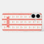 Gestreept Aquarel Kersen Monogram Case-Mate iPhone Case (Achterkant (horizontaal))